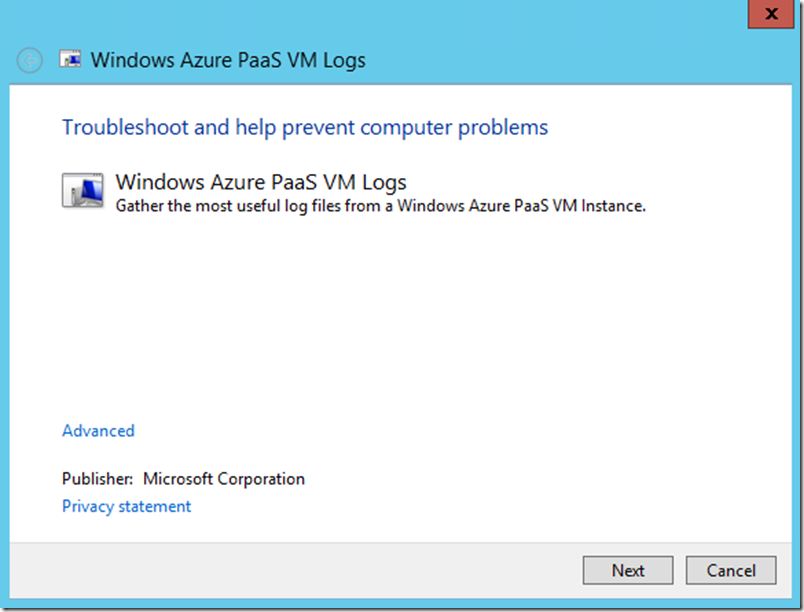 Windows Azure PaaS VM logs Windows Azure PaaS VM logs