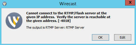 Wirecast-4018 错误提示 wirecast-error